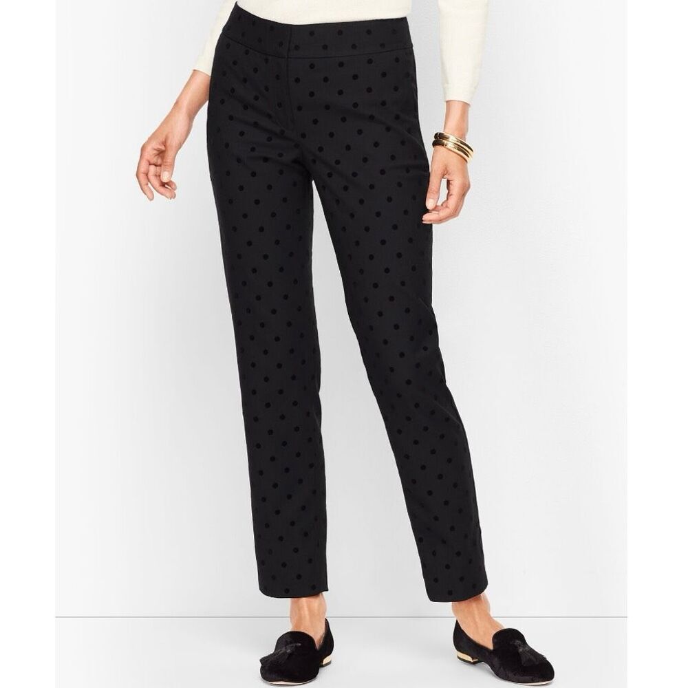 TALBOTS | Black‎ Polka Dot "Signature" Ankle Pants Straight Cut Slacks | Size 16